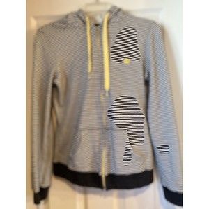 DC Shoes Women's Full Zip Hoodie Sweatshirt Black White Striped Medium